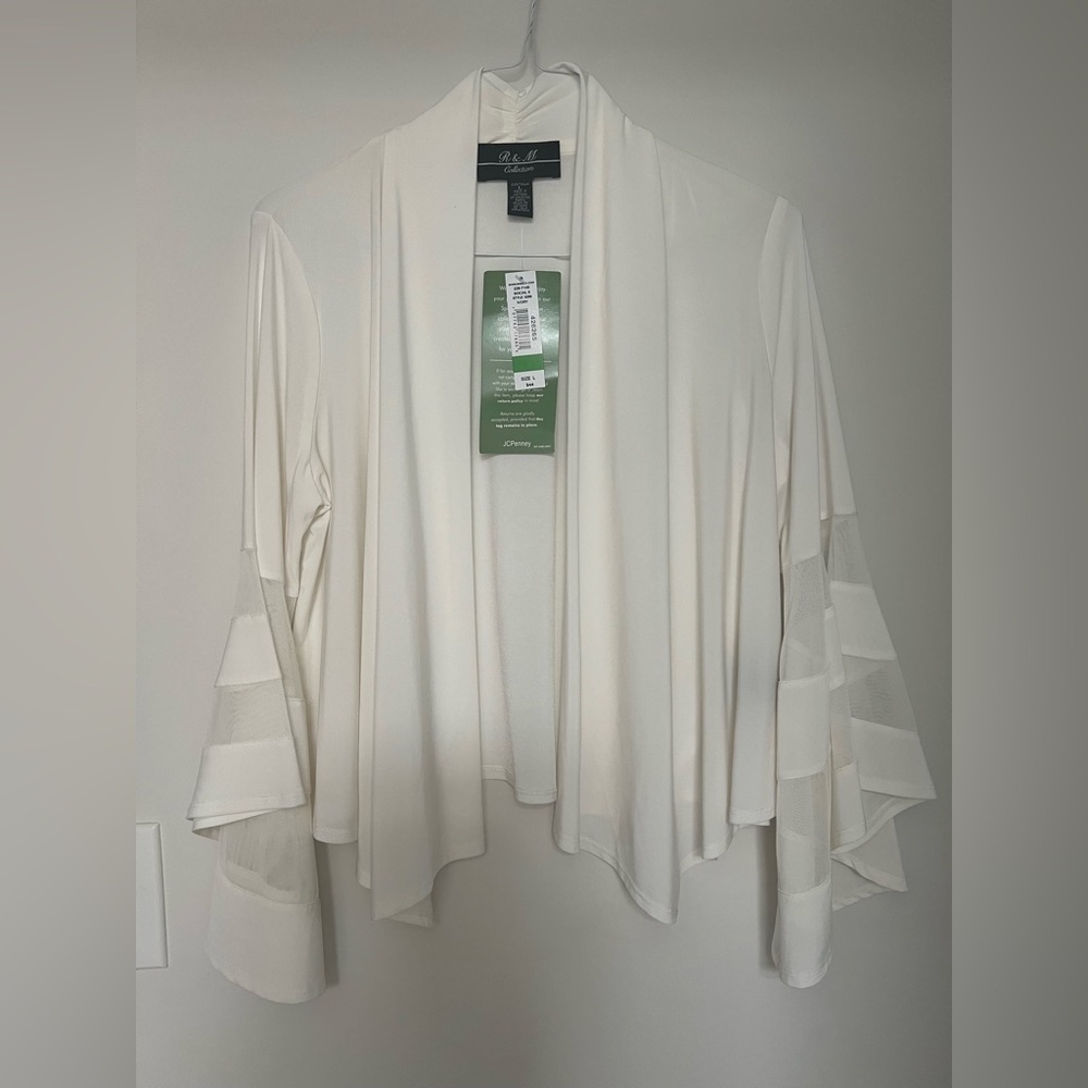 R&M Richards White Shrug with Tiered Sleeves